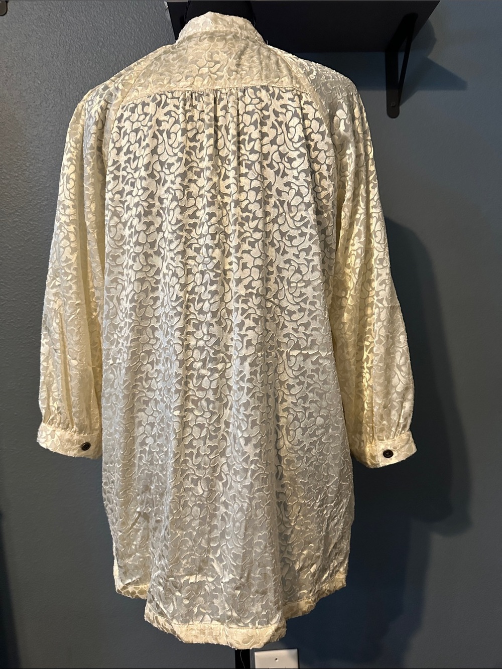 Anthropologie Ivory Lace Button-Front Blouse - Picture 5 of 9